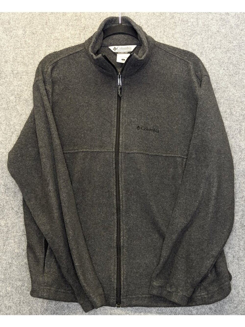 Columbia Mens Large Fleece Jacket Gray Full Zip Outdoor Hiking Jacket